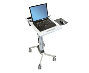 Ergotron Neo-Flex® Laptop Cart, Laptop and Accessories, Top View, Front View