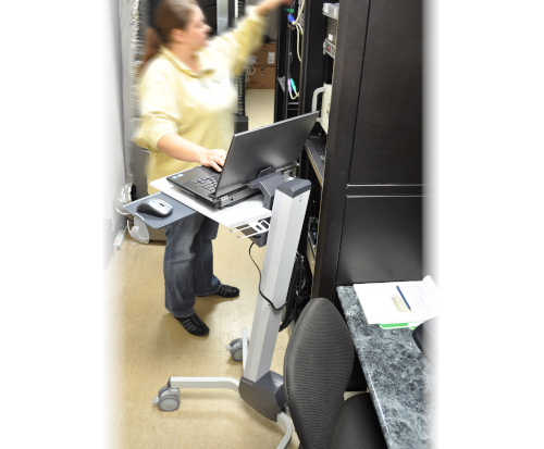 Ergotron Neo-Flex® Laptop Cart, Management Usage, Person Standing, Laptop Mounted, laptop and Accessories