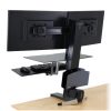 Ergotron WorkFit-S Dual, Black Colour, Back View, Raised Workstation, Attached to Desk