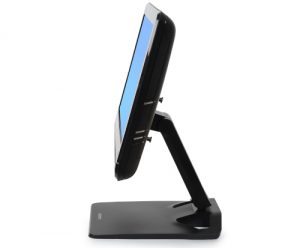Ergotron Neo-Flex® Touchscreen Stand, Side View, Black Colour, Monitor Attached, Lifted Up