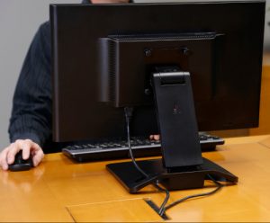 Ergotron Neo-Flex® Touchscreen Stand, Back View, Black Colour, Monitor Attached, Home Usage, Office Usage, Placed On Desk