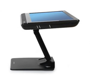 Ergotron Neo-Flex® Touchscreen Stand, Side View, Black Colour, Monitor Attached, Monitor Lifted, Monitor Facing Upwards