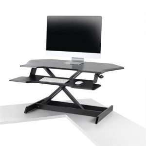Ergotron WorkFit™ Corner Standing Desk Converter Raised One Monitor
