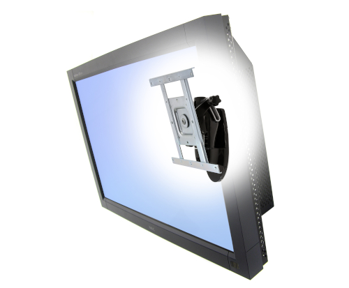 Ergotron LX HD Wall Mount Monitor Pivot, Side View, Black Colour, Monitor Mounted, Transparent Screen