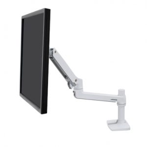 Ergotron LX Desk Monitor Arm, Side View, Single Monitor Mounted, White Colour