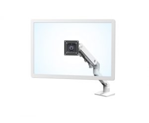 Ergotron HX Desk Monitor Arm, White Colour, Front View, Monitor Mounted, Standard Screen Monitor