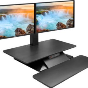 Electric Sit to Stand Office Desk with Dual Monitors