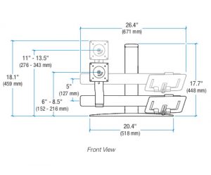 Ergotron Neo-Flex LCD & Laptop Lift Stand - Dimensions