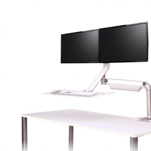 QuickStand Lite Dual Screen Sit to Stand Desk in White
