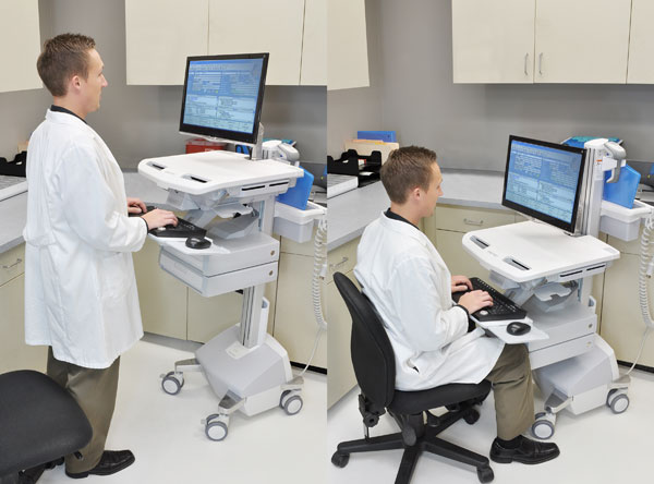 Ergotron Height Adjustable Workstations on Wheels for Healthcare WOW