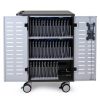 Ergotron Zip40 Charging and Management Cart, Side View, Open Doors, Devices Charging, Grey and White Colour
