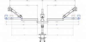 Humanscale M/Flex Multi-Monitor Arm System Dimensions