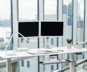 Humanscale M/Flex Multi-Monitor Arm System Two Monitor Office