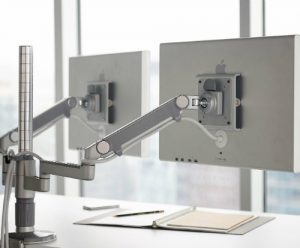 Humanscale M/Flex Multi-Monitor Arm System Office Two Monitor Back